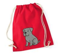 Huuraa Turnbeutel Cane Corso Comic Corsi Geschenk | Sportbeutel 12 Liter Classic Red Baumwolle Roter Rucksack Geschenkidee Unisex Beutel mit Kordelzug Baumwollbeutel