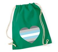 Huuraa Turnbeutel Demiboy Pride Flagge LGBTQ Herz Geschenk | Sportbeutel 12 Liter Kelly Green Baumwolle Grüner Rucksack Geschenkidee Unisex Beutel mit Kordelzug Baumwollbeutel