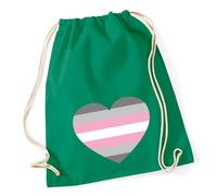 Huuraa Turnbeutel Demigirl Pride Flagge LGBTQ Herz Geschenk | Sportbeutel 12 Liter Kelly Green Baumwolle Grüner Rucksack Geschenkidee Unisex Beutel mit Kordelzug Baumwollbeutel