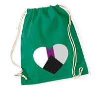 Huuraa Turnbeutel Demisexuell Pride Flagge LGBTQ Herz Geschenk | Sportbeutel 12 Liter Kelly Green Baumwolle Grüner Rucksack Geschenkidee Unisex Beutel mit Kordelzug Baumwollbeutel