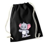 Huuraa Turnbeutel Elefant Comic 12 Liter Black Baumwolle Rucksack Geschenkidee