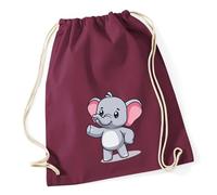 Huuraa Turnbeutel Elefant Comic 12 Liter Burgundy Baumwolle Rucksack Geschenkidee