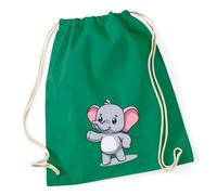 Huuraa Turnbeutel Elefant Comic 12 Liter Kelly Green Baumwolle Rucksack Geschenkidee