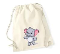 Huuraa Turnbeutel Elefant Comic 12 Liter Natural Baumwolle Rucksack Geschenkidee