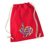 Huuraa Turnbeutel Hase Colorful 12 Liter Classic Red Baumwolle Rucksack Geschenkidee