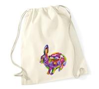 Huuraa Turnbeutel Hase Colorful 12 Liter Natural Baumwolle Rucksack Geschenkidee