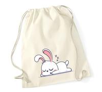 Huuraa Turnbeutel Hase Comic 12 Liter Natural Baumwolle Rucksack Geschenkidee