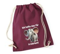 Huuraa Turnbeutel Ich halte das für irrelefant Elefant Meme 12 Liter Burgundy Baumwolle Rucksack Geschenkidee