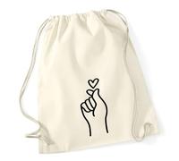 Huuraa Turnbeutel K-Pop Fingerherz Zeichen 12 Liter Natural Baumwolle Rucksack Geschenkidee