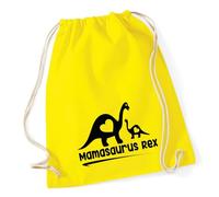 Huuraa Turnbeutel Mamasaurus Rex Dinosaurier Geschenk | Sportbeutel 12 Liter Yellow Baumwolle Gelber Rucksack Geschenkidee Unisex Beutel mit Kordelzug Baumwollbeutel