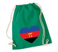 Huuraa Turnbeutel Pi-Polyamorie Pride Flagge LGBTQ Herz Geschenk | Sportbeutel 12 Liter Kelly Green Baumwolle Grüner Rucksack Geschenkidee Unisex Beutel mit Kordelzug Baumwollbeutel