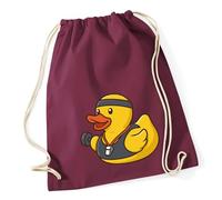 Huuraa Turnbeutel Quietscheente Fitness-Trainer Gummiente Coach 12 Liter Burgundy Baumwolle Rucksack Geschenkidee