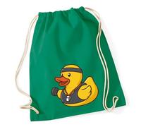 Huuraa Turnbeutel Quietscheente Fitness-Trainer Gummiente Coach 12 Liter Kelly Green Baumwolle Rucksack Geschenkidee