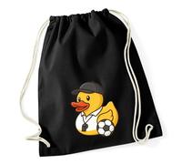 Huuraa Turnbeutel Quietscheente Fussball-Trainer Gummiente Coach 12 Liter Black Baumwolle Rucksack Geschenkidee