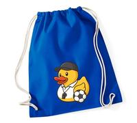Huuraa Turnbeutel Quietscheente Fussball-Trainer Gummiente Coach 12 Liter Bright Royal Baumwolle Rucksack Geschenkidee