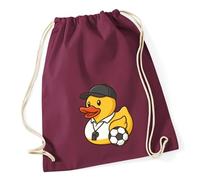 Huuraa Turnbeutel Quietscheente Fussball-Trainer Gummiente Coach 12 Liter Burgundy Baumwolle Rucksack Geschenkidee