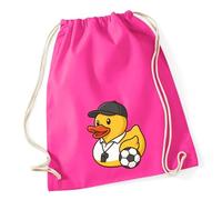 Huuraa Turnbeutel Quietscheente Fussball-Trainer Gummiente Coach 12 Liter Fuchsia Baumwolle Rucksack Geschenkidee