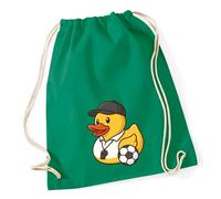 Huuraa Turnbeutel Quietscheente Fussball-Trainer Gummiente Coach 12 Liter Kelly Green Baumwolle Rucksack Geschenkidee