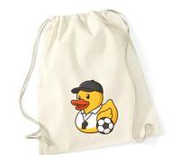 Huuraa Turnbeutel Quietscheente Fussball-Trainer Gummiente Coach 12 Liter Natural Baumwolle Rucksack Geschenkidee