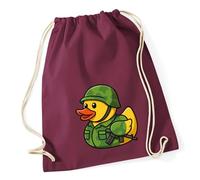 Huuraa Turnbeutel Quietscheente Soldat Gummiente Bundeswehr 12 Liter Burgundy Baumwolle Rucksack Geschenkidee