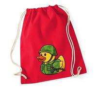 Huuraa Turnbeutel Quietscheente Soldat Gummiente Bundeswehr 12 Liter Classic Red Baumwolle Rucksack Geschenkidee