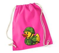 Huuraa Turnbeutel Quietscheente Soldat Gummiente Bundeswehr 12 Liter Fuchsia Baumwolle Rucksack Geschenkidee