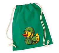 Huuraa Turnbeutel Quietscheente Soldat Gummiente Bundeswehr 12 Liter Kelly Green Baumwolle Rucksack Geschenkidee