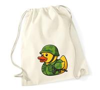 Huuraa Turnbeutel Quietscheente Soldat Gummiente Bundeswehr 12 Liter Natural Baumwolle Rucksack Geschenkidee