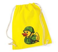 Huuraa Turnbeutel Quietscheente Soldat Gummiente Bundeswehr 12 Liter Yellow Baumwolle Rucksack Geschenkidee