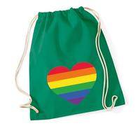 Huuraa Turnbeutel Regenbogenflagge LGBT+ Pride Flag Geschenk | Sportbeutel 12 Liter Kelly Green Baumwolle Grüner Rucksack Geschenkidee Unisex Beutel mit Kordelzug Baumwollbeutel
