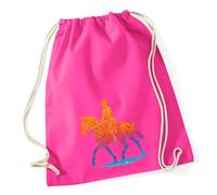 Huuraa Turnbeutel Reiten bunte Silhouette 12 Liter Fuchsia Baumwolle Rucksack Geschenkidee