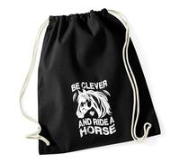 Huuraa Turnbeutel ride a horse Pferd 12 Liter Black Baumwolle Rucksack Geschenkidee