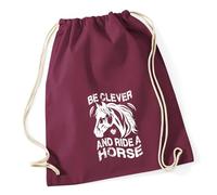 Huuraa Turnbeutel ride a horse Pferd 12 Liter Burgundy Baumwolle Rucksack Geschenkidee