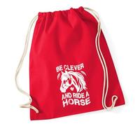 Huuraa Turnbeutel ride a horse Pferd 12 Liter Classic Red Baumwolle Rucksack Geschenkidee