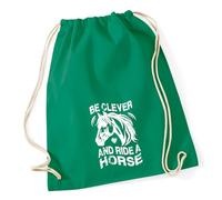 Huuraa Turnbeutel ride a horse Pferd 12 Liter Kelly Green Baumwolle Rucksack Geschenkidee