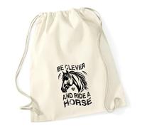 Huuraa Turnbeutel ride a horse Pferd 12 Liter Natural Baumwolle Rucksack Geschenkidee