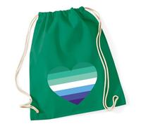 Huuraa Turnbeutel Schwule Pride Flagge LGBTQ Herz Geschenk | Sportbeutel 12 Liter Kelly Green Baumwolle Grüner Rucksack Geschenkidee Unisex Beutel mit Kordelzug Baumwollbeutel