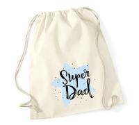 Huuraa Turnbeutel Super Dad Bester Papa Geschenk | Sportbeutel 12 Liter Natural Baumwolle Beige Rucksack Geschenkidee Unisex Beutel mit Kordelzug Baumwollbeutel
