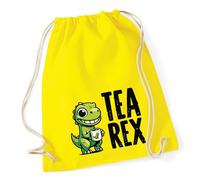 Huuraa Turnbeutel Tea Rex Dinosaurier Geschenk | Sportbeutel 12 Liter Yellow Baumwolle Gelber Rucksack Geschenkidee Unisex Beutel mit Kordelzug Baumwollbeutel