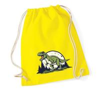 Huuraa Turnbeutel Tyrannosaurus Rex Dinosaurier Geschenk | Sportbeutel 12 Liter Yellow Baumwolle Gelber Rucksack Geschenkidee Unisex Beutel mit Kordelzug Baumwollbeutel