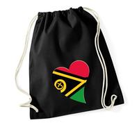 Huuraa Turnbeutel Vanuatu Flagge Herz 12 Liter Black Baumwolle Rucksack Geschenkidee