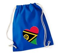 Huuraa Turnbeutel Vanuatu Flagge Herz 12 Liter Bright Royal Baumwolle Rucksack Geschenkidee