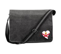 Huuraa Umhängetasche Jersey Flagge Herz 14 Liter Black Canvas Laptoptasche Geschenkidee