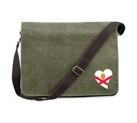 Huuraa Umhängetasche Jersey Flagge Herz 14 Liter Military Green Canvas Laptoptasche Geschenkidee