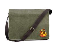 Huuraa Umhängetasche Quietscheente Hippie Gummiente Peace 14 Liter Military Green Canvas Laptoptasche Geschenkidee