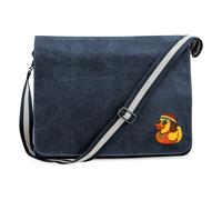 Huuraa Umhängetasche Quietscheente Hippie Gummiente Peace 14 Liter Vintage Navy Canvas Laptoptasche Geschenkidee