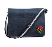 Huuraa Umhängetasche Vanuatu Flagge Herz 14 Liter Vintage Navy Canvas Laptoptasche Geschenkidee