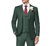 HUUTOE 3-teilige Herrenanzüge Slim Fit Abschlussball Anzüge für Männer Hochzeitskleid Anzug Sommer Blazer Jacke Weste Hose Smoking Set, Dunkelgrün, 4XL