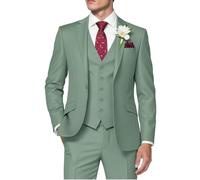 HUUTOE 3-teilige Herrenanzüge Slim Fit Abschlussball Anzüge für Männer Hochzeitskleid Anzug Sommer Blazer Jacke Weste Hose Smoking Set, Salbeigrün, XL