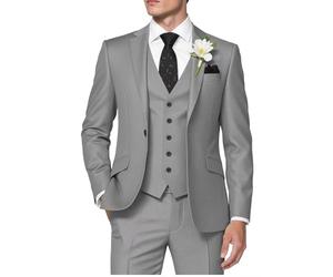 HUUTOE Herren 3-teilige Anzüge Slim Fit Hochzeit Anzüge für Männer Abschlussball Kleid Anzug Sommer Blazer Jacke Weste Hose Smoking Set Herren, Hellgrau, 3XL